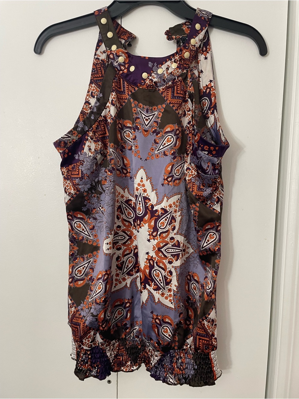 My Michelle Purple and Orange Paisley Halter Top